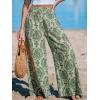 imageCUPSHE Womens Wide Leg Pants Elastic High Waisted Beach Trousers Cotton Linen Summer PalazzoGreen