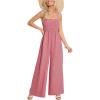 imageCUPSHE Womens Overall Jumpsuit Square Neck Cami Straps Smocked Sleeveless Wide Leg Romper Casual Dressy OutfitPink