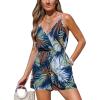 imageCUPSHE Womens Romper V Neck Sleeveless Cami Straps Waist Tie Wide leg Jumpsuit Outfit Coverup Casual DressyBlue