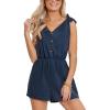 imageCUPSHE Womens Romper V Neck Sleeveless Tied Wide Jumpsuit leg Mini Outfit Casual DressyNavy