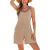 imageCUPSHE Womens Summer Romper Spaghetti Strap Scoop Neck Sleeveless Wide Leg Beach Vacation Jumpsuit Trendy 2025Yellow