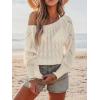 imageCUPSHE Womens One Shoulder Cover Up Bathing Suit Beach Top with Long SleevesBeige