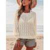 imageCUPSHE Womens One Shoulder Cover Up Bathing Suit Beach Top with Long SleevesBeige