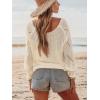 imageCUPSHE Womens One Shoulder Cover Up Bathing Suit Beach Top with Long SleevesBeige
