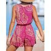 imageCUPSHE Womens Romper Boho Mock Neck Sleeveless Waist Tie Straight leg Outfit Casual DressyPink