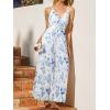 imageCUPSHE Womens Romper Floral Print Spaghetti Strap V Neck Sleeveless Jumpsuit Casual VacationBlue