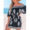 imageCUPSHE Womens Romper OffShoulder Neck Half Sleeves Elasticized Waist Wide leg Jumpsuit Outfit Coverup Casual VacationNavy
