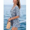 imageCUPSHE Womens Romper V Neck Half Sleeves Waist Boho Wide leg Jumpsuit Outfit Coverup Casual VacationBlue