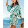imageCUPSHE Womens Romper V Neck Half Sleeves Waist Boho Wide leg Jumpsuit Outfit Coverup Casual VacationMint
