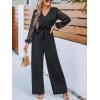 imageCUPSHE Womens Romper V Neck Tied Long Sleeve Jumpsuit Straight leg Outfit Casual DressyBlack