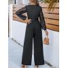 imageCUPSHE Womens Romper V Neck Tied Long Sleeve Jumpsuit Straight leg Outfit Casual DressyBlack