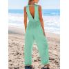 imageCUPSHE Womens Sleeveless V Neck Sleeveless Waist Tie Wide Leg Jumpsuit Beach Vacation OutfitsGreen