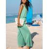 imageCUPSHE Womens Sleeveless V Neck Sleeveless Waist Tie Wide Leg Jumpsuit Beach Vacation OutfitsGreen