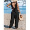 imageCUPSHE Womens Sleeveless Woven Sleeveless Wide Leg Dressy Casual Jumpsuit Beach Vacation OutfitsBlack