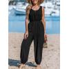 imageCUPSHE Womens Sleeveless Woven Sleeveless Wide Leg Dressy Casual Jumpsuit Beach Vacation OutfitsBlack