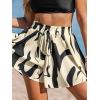imageCUPSHE Womens Summer Beach Shorts High Waist Drawstring Wide Leg Printed Casual Shorts with PocketsBlack
