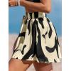imageCUPSHE Womens Summer Beach Shorts High Waist Drawstring Wide Leg Printed Casual Shorts with PocketsBlack