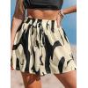 imageCUPSHE Womens Summer Beach Shorts High Waist Drawstring Wide Leg Printed Casual Shorts with PocketsBlack