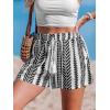 imageCUPSHE Womens Summer Beach Shorts High Waist Drawstring Wide Leg Printed Casual Shorts with PocketsBlack and White