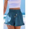 imageCUPSHE Womens Summer Beach Shorts High Waist Drawstring Wide Leg Printed Casual Shorts with PocketsBlue
