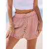 imageCUPSHE Womens Summer Beach Shorts High Waist Drawstring Wide Leg Printed Casual Shorts with PocketsPink