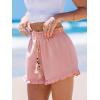 imageCUPSHE Womens Summer Beach Shorts High Waist Drawstring Wide Leg Printed Casual Shorts with PocketsPink