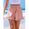 imageCUPSHE Womens Summer Beach Shorts High Waist Drawstring Wide Leg Printed Casual Shorts with PocketsPink