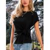 imageCUPSHE Womens Summer Elegant Comfort TShirt Short Sleeve Batwing Sleeve Front Tie Asymmetric Work Blouse ShirtBlack