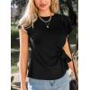 imageCUPSHE Womens Summer Elegant Comfort TShirt Short Sleeve Batwing Sleeve Front Tie Asymmetric Work Blouse ShirtBlack