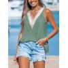 imageCUPSHE Womens Summer Lace Tank Tops Cute V Neck Eyelet Sleeveless Casual Work Dressy Blouse Vacation ShirtWhite
