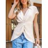 imageCUPSHE Womens Summer Short Sleeve Batwing Sleeve Back Tie Twisted Tops Blouse ShirtWhite