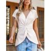imageCUPSHE Womens Summer Short Sleeve Batwing Sleeve Back Tie Twisted Tops Blouse ShirtWhite