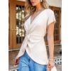 imageCUPSHE Womens Summer Short Sleeve Batwing Sleeve Back Tie Twisted Tops Blouse ShirtWhite