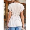 imageCUPSHE Womens Summer Short Sleeve Batwing Sleeve Back Tie Twisted Tops Blouse ShirtWhite