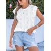 imageCUPSHE Womens Summer Tops Elegant Basic TShirt Cap Sleeve Sheer Lace Eyelet Embroidered Work Blouse ShirtWhite