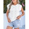 imageCUPSHE Womens Summer Tops Elegant Basic TShirt Cap Sleeve Sheer Lace Eyelet Embroidered Work Blouse ShirtWhite