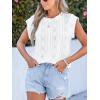 imageCUPSHE Womens Summer Tops Elegant Basic TShirt Cap Sleeve Sheer Lace Eyelet Embroidered Work Blouse ShirtWhite