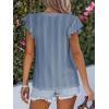 imageCUPSHE Womens Summer Tops Eyelet Embroidered Flutter Sleeves Button Fron Top Blouse 2025 FashionBlue