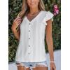 imageCUPSHE Womens Summer Tops Eyelet Embroidered Flutter Sleeves Button Fron Top Blouse 2025 FashionWhite