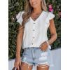imageCUPSHE Womens Summer Tops Eyelet Embroidered Flutter Sleeves Button Fron Top Blouse 2025 FashionWhite