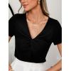 imageCUPSHE Womens Summer Tops Knit V Neck Short Sleeves Twist Knotted Off Shoulder T Shirts TopBlack