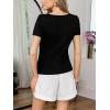 imageCUPSHE Womens Summer Tops Knit V Neck Short Sleeves Twist Knotted Off Shoulder T Shirts TopBlack