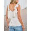 imageCUPSHE Womens Summer Tops Sexy Sleeveless Ruffled Backless Ssymmetric Elegant Basic TShirt Tank TopWhite