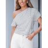 imageCUPSHE Womens Summer Tops Striped Off The Shoulder Short Sleeve Work Casual Blouse ShirtWhite