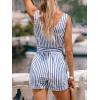 imageCUPSHE Womens V Neck Belted Button Romper Sleeveless Short Jumpsuit Rolled Pants OutfitLight Blue
