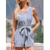 imageCUPSHE Womens V Neck Belted Button Romper Sleeveless Short Jumpsuit Rolled Pants OutfitLight Blue