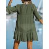 imageCUPSHE Womens V Neck Ruffled Cover Up Button Down Bathing Suit Beach Dress with Short SleevesDark Green