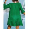imageCUPSHE Womens V Neck Ruffled Cover Up Button Down Bathing Suit Beach Dress with Short SleevesGreen