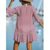 imageCUPSHE Womens V Neck Ruffled Cover Up Button Down Bathing Suit Beach Dress with Short SleevesPink