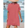 imageCUPSHE Womens V Neck Ruffled Cover Up Button Down Bathing Suit Beach Dress with Short SleevesRedpink
